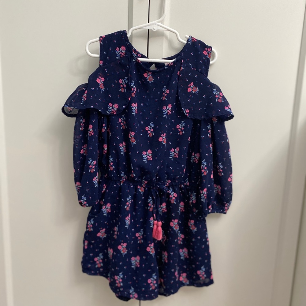 Girl Long Sleeve Floral Romper